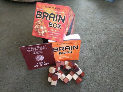 Brain Box Cube Puzzle & Brain Book Mental Gymnastics C. Phillips Toy
