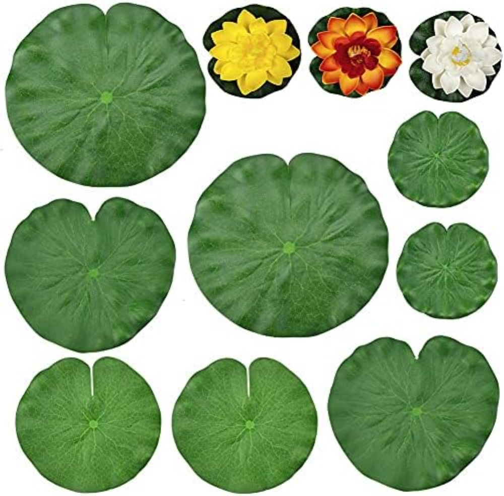 15 Pezzi Foglie Galleggianti, Artificiale Loto Decorativo, Foglie di Loto Artifi