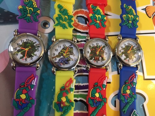 Kids Boys Girls Ninja Turtles Wristwatch Silicone Strap Wrist Watch Slim 3mm UK - Picture 3 of 26