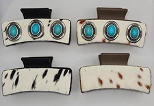 Genuine Cowhide Hair Claw Clips. New 