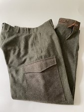 Vtg Wool Swedish Trousers Military Army WWII 3 Crown 33 X 32 Hunting Wool Pants
