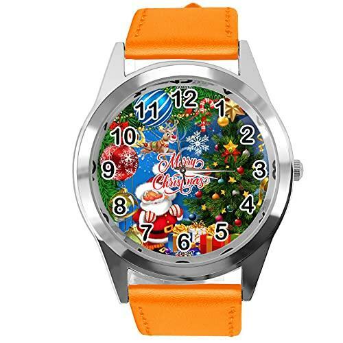 Orange Leather Round Quartz Watch for Christmas Fans E1 - Picture 1 of 1