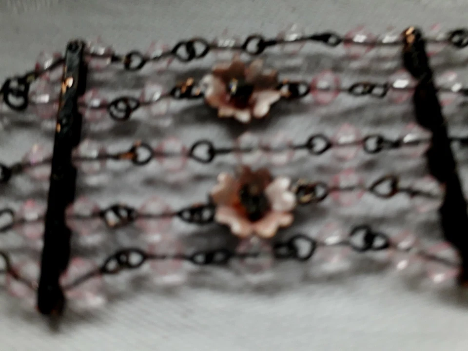  EAST, Filigree Bronze Metal Bracelet With Cellulose Cameo And Pink Toned Stones - Image 4 of 4