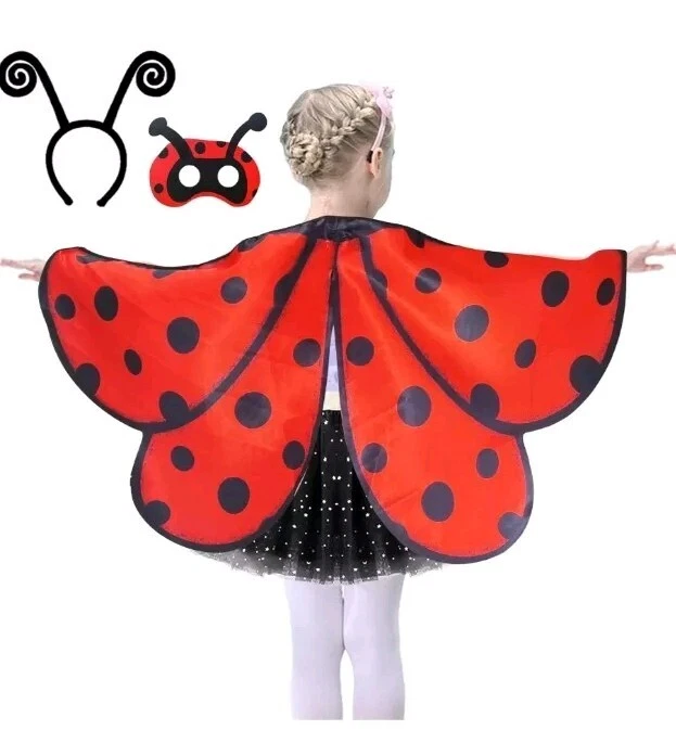 D.Q.Z. Disfraces de Ladybug para Niñas Vestir Halloween Tutú Banda Alas Máscara Foto 2 de 4