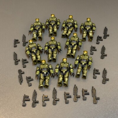 New 10 HALO MEGA CONSTRUX BLOKS UNSC MASTER CHIEF Marine MINI FIGURE & 20 Guns