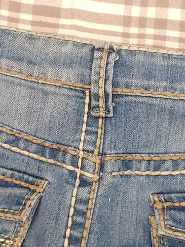 Gonna denim vintage Y2K Vanilla Star blu jeans punto spesso corta taglia 8 - Foto 9 di 13