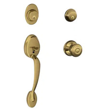 Schlage F62 PLY 609 GEO Plymouth Double Cylinder Antique Brass Handleset