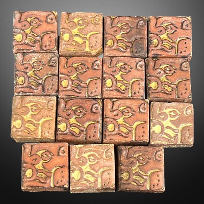 RARE VINTAGE BATCHELDER ART TILE MADE IN LOS ANGELES LOT OF 15 TILES AZTEC MAYA