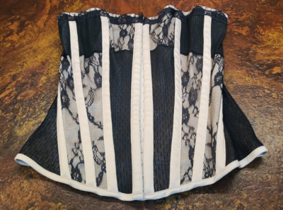 Charlotte Russe M Vintage Corset Top -Black Bustier  Lace  - Goth - Coquette