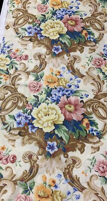 Chartwell Ramms Chintz Fabric Large Print 80's Made In England 8 Yards Vintage