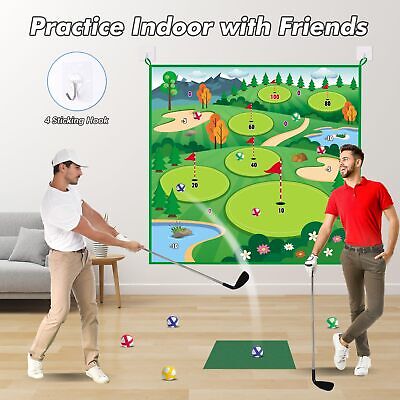 Golf Chipping Game Mat - Indoor Outdoor Golf Games for Adults with Chipping  Mat,12 Sticky Balls, 4 Ground Stakes, Score Card, and 2 Storage Bags-Golf