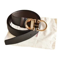 Ferragamo  Reversible Black /Brown belt length 120 cm+ Gold Horseshoe buckle