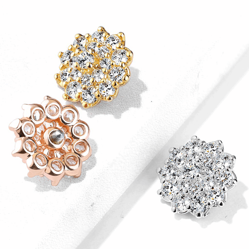 14g Internally Threaded Flower Cluster Replacement Ball with Rose Gold Plating - Picture 3 of 4