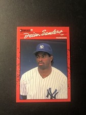 1990 Donruss Rookie Card RC Deion Sanders New York Yankees #427 Pink Dot Error
