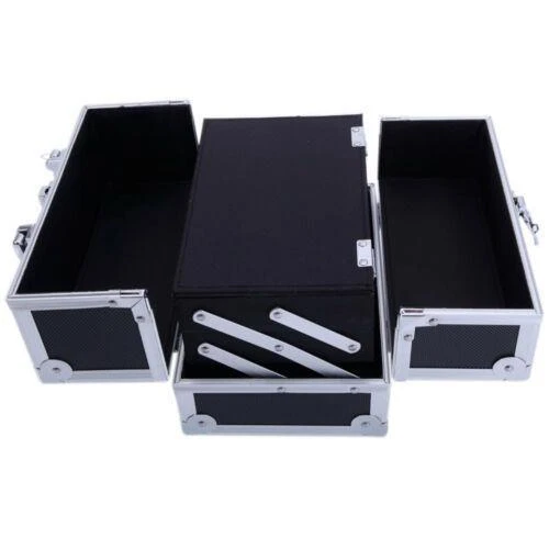 Large Pro Aluminum Makeup Train Case Box Jewelry Cosmetic Organizer with Mirror - Picture 9 of 10