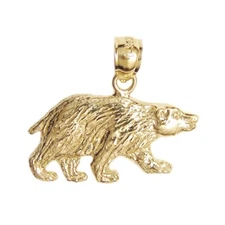 New 14k Yellow Gold Bear Pendant