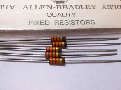  5 Allen Bradley Carbon Comp Resistors 33k 1/2W 5%  EB3335 RC20GF333J