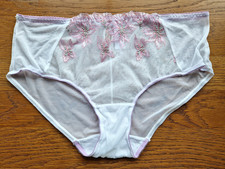 New White & Pink Sheer Mesh See Through Knickers Briefs Size 14 - FREE POST