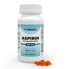 CUREWELL Enteric Coated Aspirin Tablets 325mg (1000 Count)