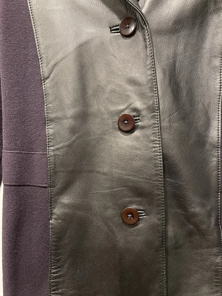 Chaqueta Cárdigan Vintage ANNE KLEIN Cuero Frontal Marrón Profundo, Talla M Foto 3 de 4