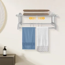 Towel Rack Bathroom Hotel Rail Holder Stainless Steel Wall Mounted Storage Shelf