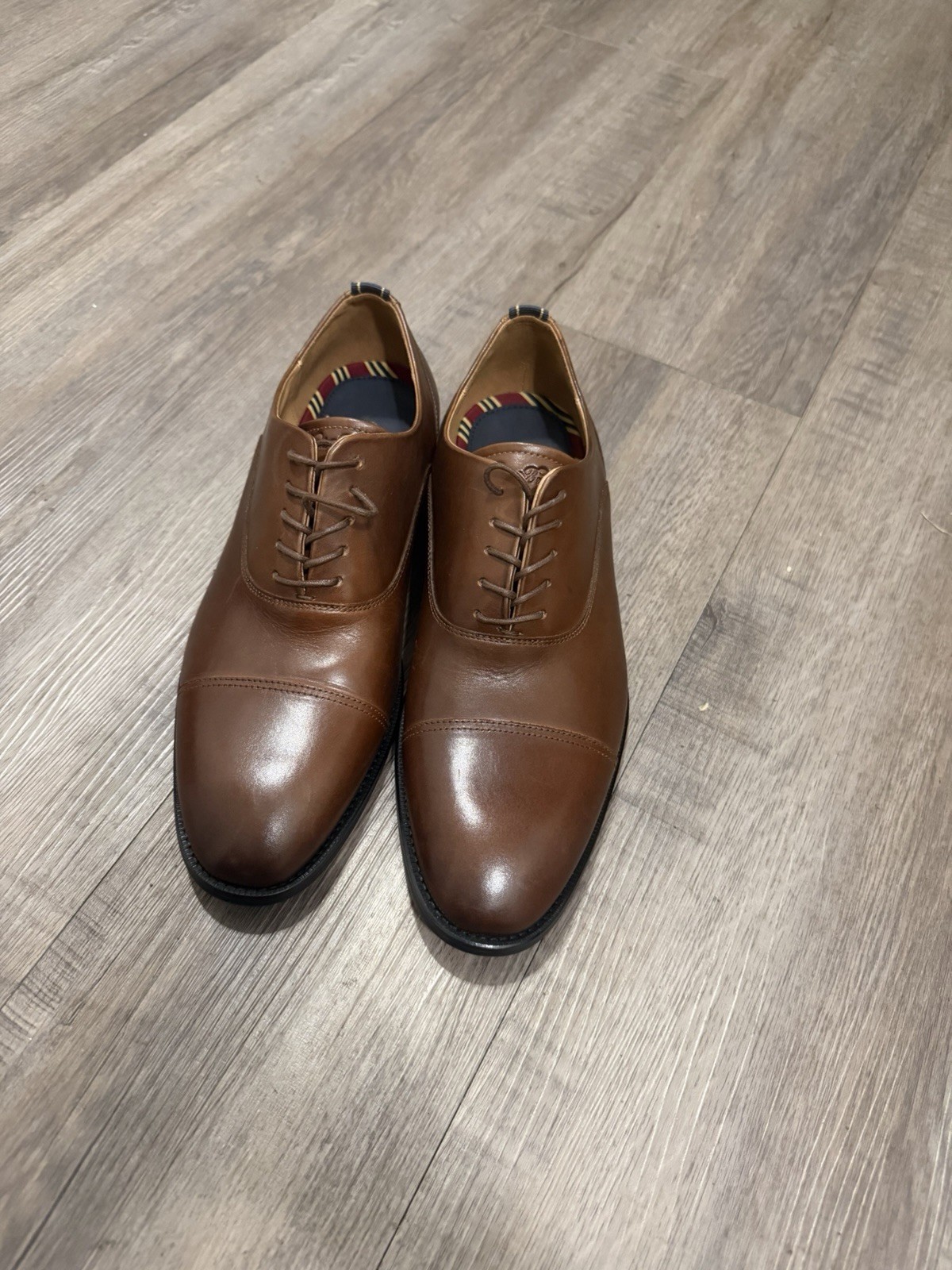 Brooks Brothers Men Dress Shoes Cassel Cap Toe Oxford Brown Leather Sz10.5 thumbnail 3