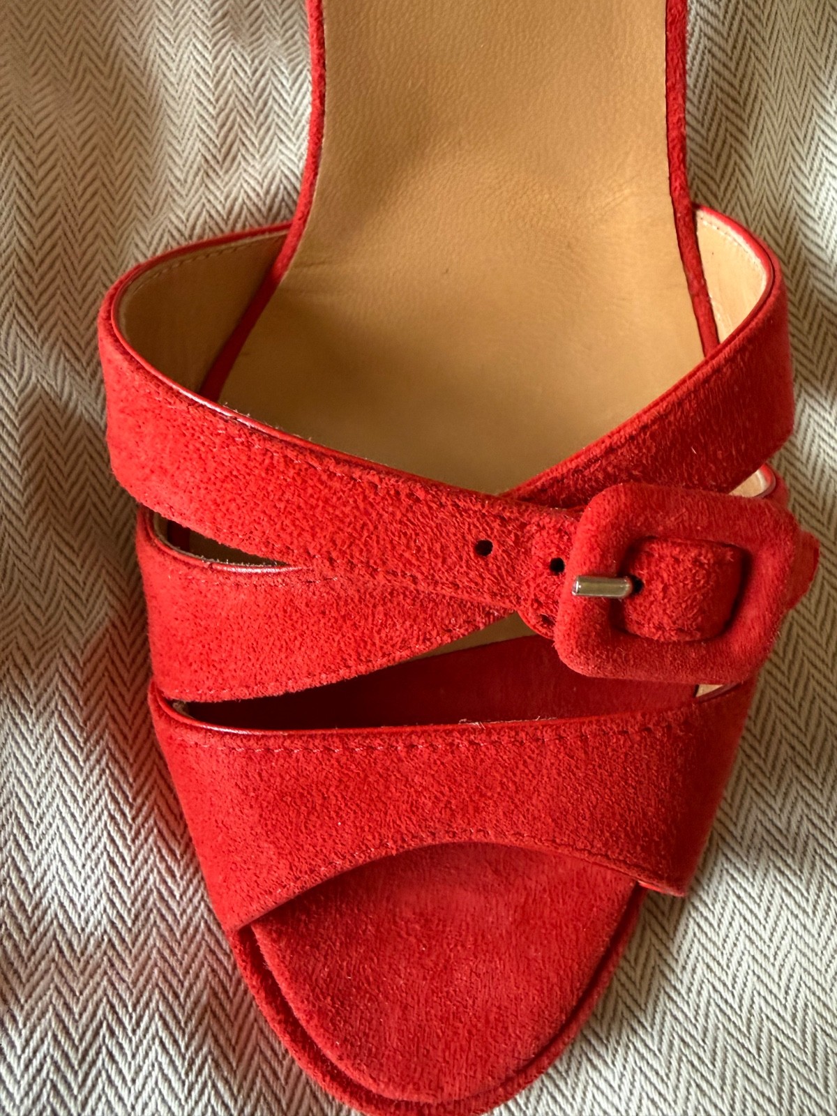 Authentic Hermes Night 90 Red Suede Sandals EU39 UK6 Block Heel NEW + Dust Bags image 2