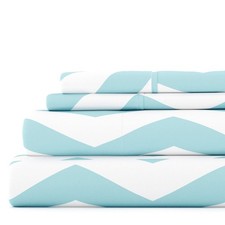 4 Piece Pattern Microfiber Bed Sheets Set Fade Resistant Turquoise Arrow Queen