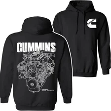 Cummins Engine Graphic Hoodie for Gearheads & Diesel Lovers, Bold Mechanical