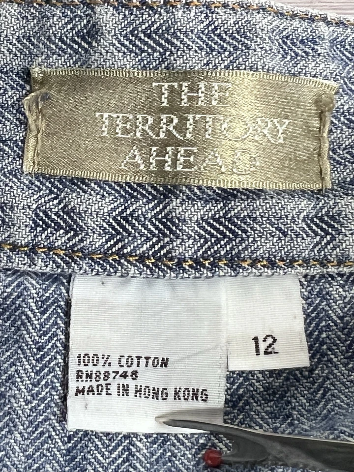 Falda vaquera vintage Y2K para mujer con botones a presión frontal midi talla 12 The Territory Ahead Foto 4 de 4