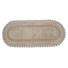 Hampton Crochet Reversible 100 Cotton Bath Rug Set, 21X54 Runner, Linen