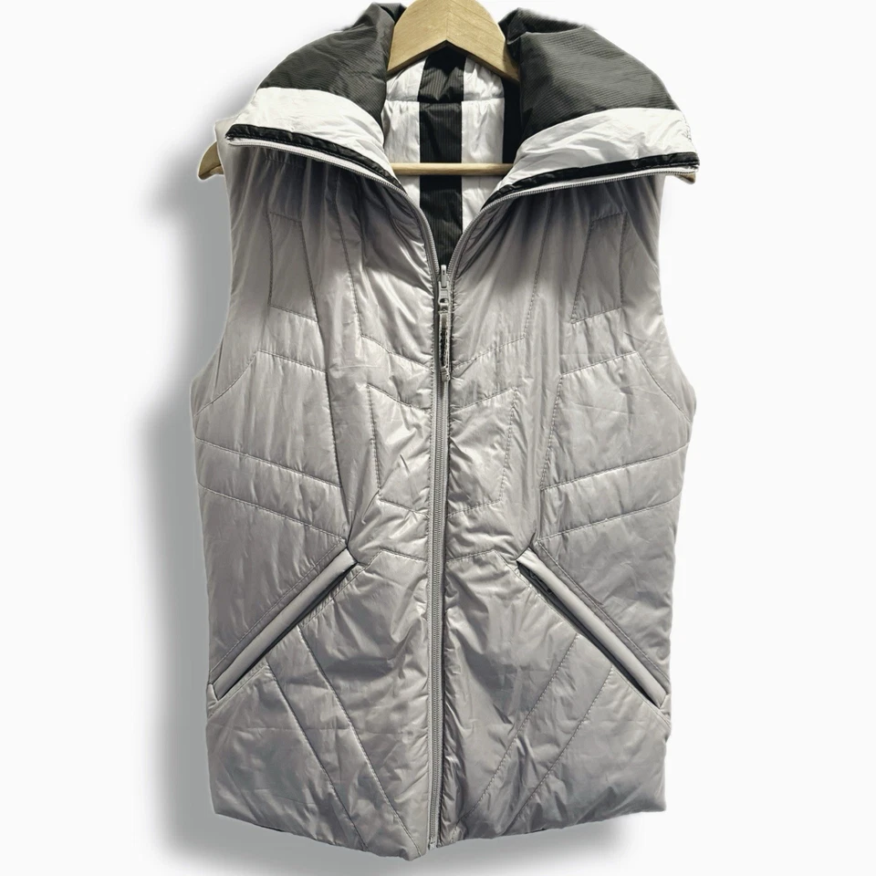 Chaleco acolchado reversible Diesel negro dorado para hombre talla S gris/negro capucha escondida Foto 2 de 4