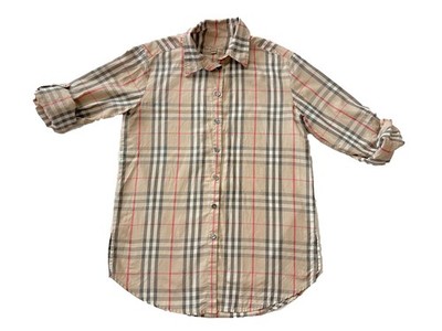 Burberry Classic Plaid Checker Pattern Dress Shirt Long Sleeve Top Women Medium