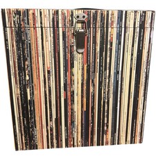 Wood Record Vinyl Holder Box Organizer Carrying Case with Handle and Latch