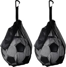 2PCS Mesh Ball Bag w/Zipper Pocket,Buckle Clip for Sports