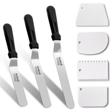 7 Pcs Icing Spatula and Scraper Set Stainless Steel Cake Decorating Tools