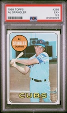 1969 Topps Baseball AL SPANGLER Chicago Cubs #268 PSA 5.5 EX+