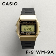 Casio F-91WM-9A Digital Watch Metallic Gold Classic Black Resin Band