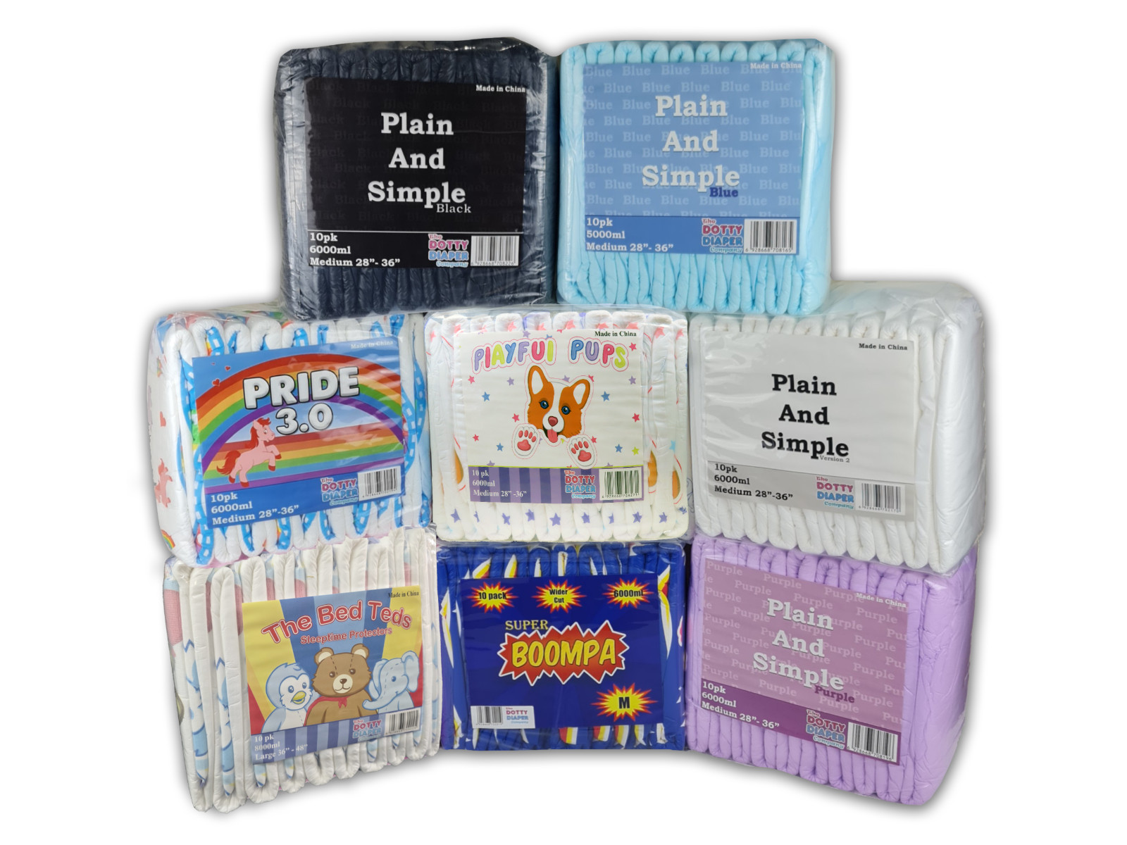 M - XL 40 Pack Adult diaper, 8 Range Half pack of Each Disposable 6000ml