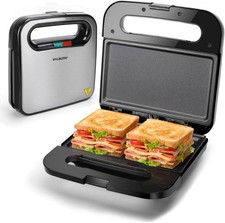 Aigostar Sandwich Toaster Panini Press, Deep Fill Toastie Maker, Non-Stick Sand