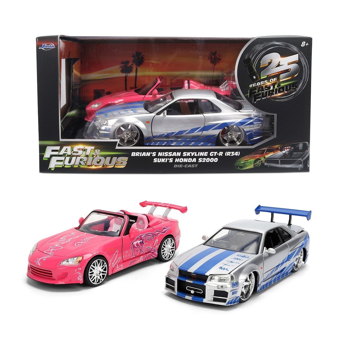 Jada 1:24 Fast & Furious Brian's Skyline GT-R & Suki Honda S2000