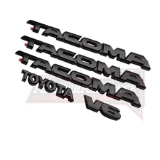 5PCS Matte Black Door Overlay Emblem Badge Kit for Tacoma V6 Letter 2005-2015