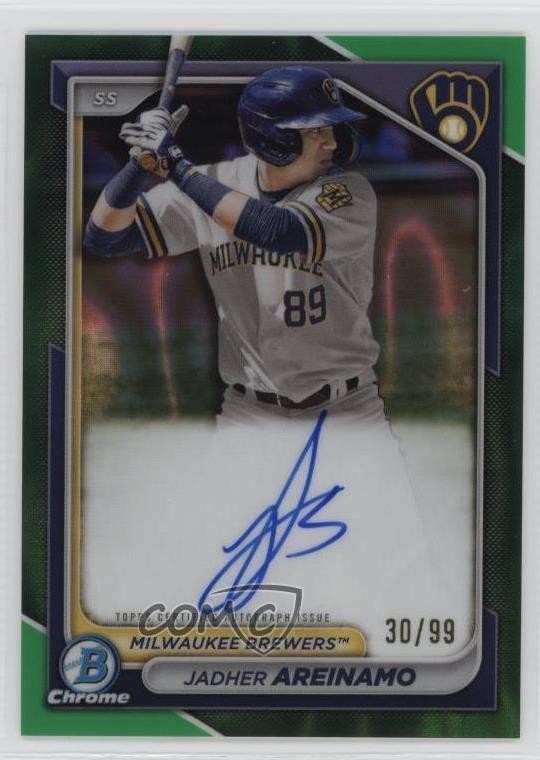 2024 Bowman Chrome Prospect Green Refractor /99 Jadher Areinamo #CPA-JA Auto