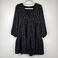 Madewell Metallic Jacquard Tiered Mini Dress Women's Size Small