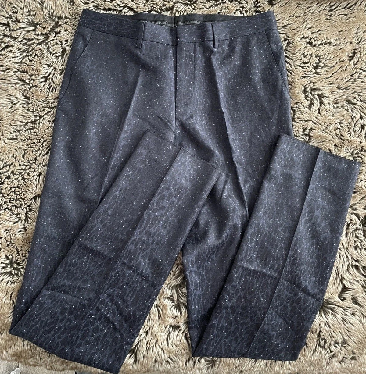 Versace — VERSACE Navy Virgin Wool & Silk Trousers - Made In Italy