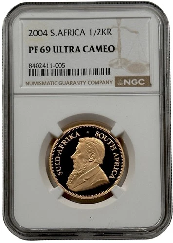 2004 South Africa Gold 1/2 oz Proof Krugerrand Coin NGC PF 69 UC 2,134 Minted