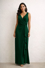 Chaps sz 12 Forest Green long formal Faux Wrap