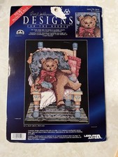 Vtg Leisure Arts Mr Bear Needlepoint Kit NOS No Floss Cottagecore 12x15.5