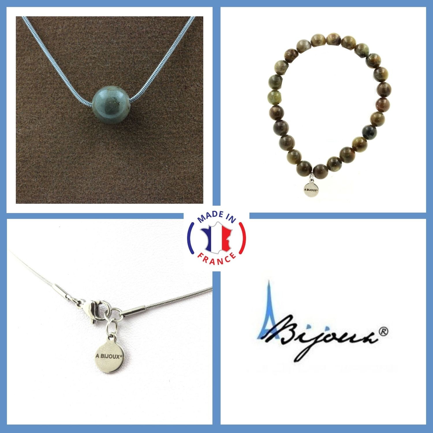 Collier perle saphir de Mogok et bracelet, parure élégante pour vos soirées