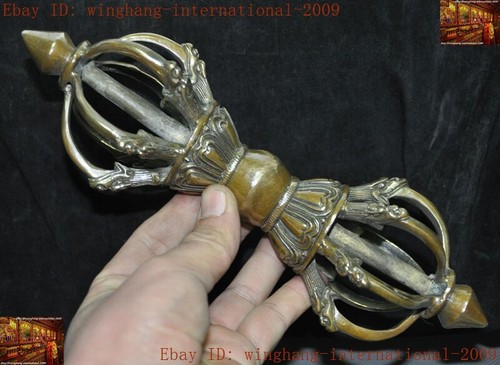 Tibetischer Buddhismus Tempel Bronze Vajra Dorje Phurpa Exorzismus Talisman Faqi Statue - Bild 8 von 9
